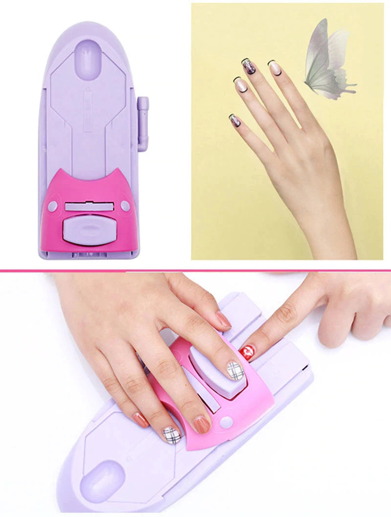 DIY Nail Art Printer Kit with Stamping Machine, 6 Metal Plates, and Scraper Tool