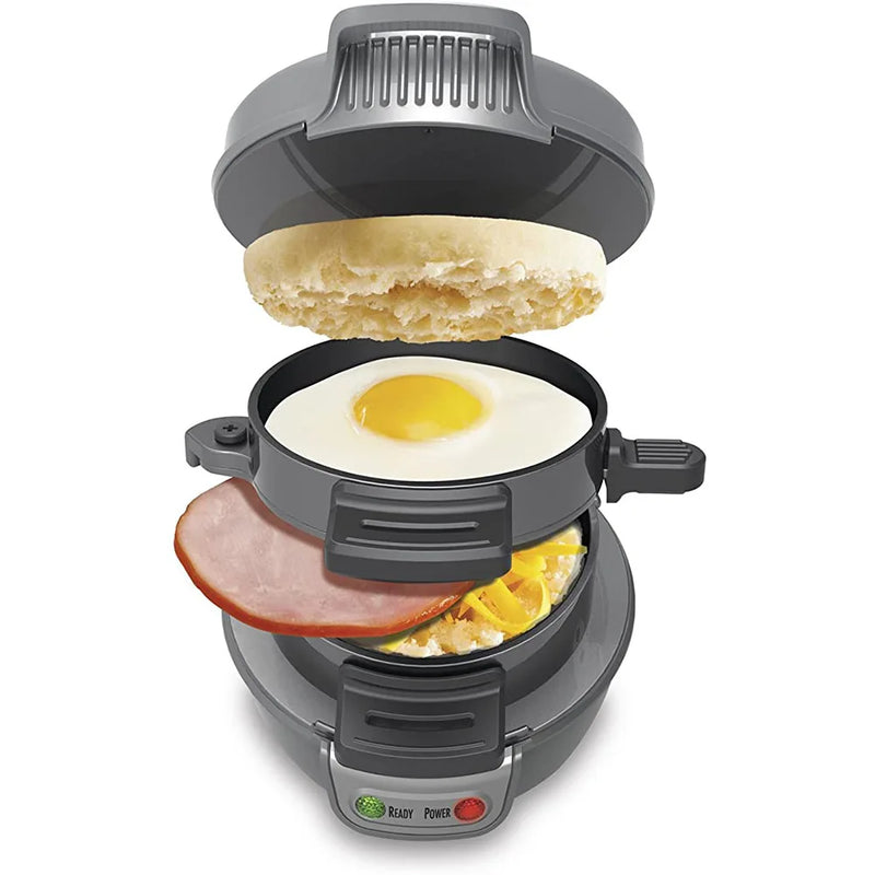 Máquina de Desayuno 5 en 1: Sandwichera, Parrilla, Cocedor de Huevos, Tostadora y Waflera