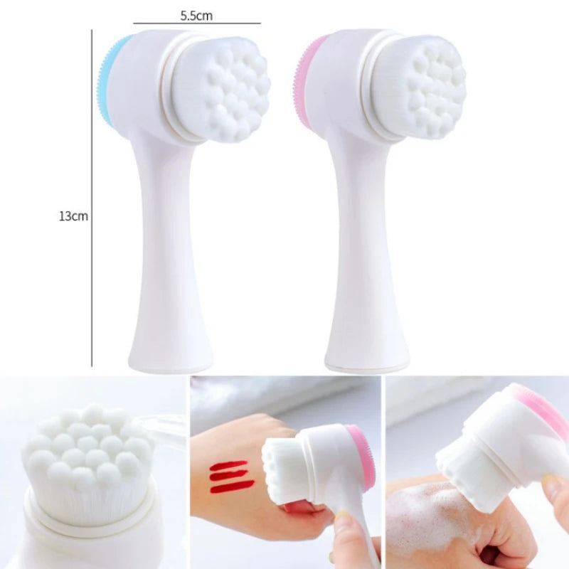 Double Sided Facial Cleansing Brush Pore Cleaner Dead Cells Exfoliating Face Brush