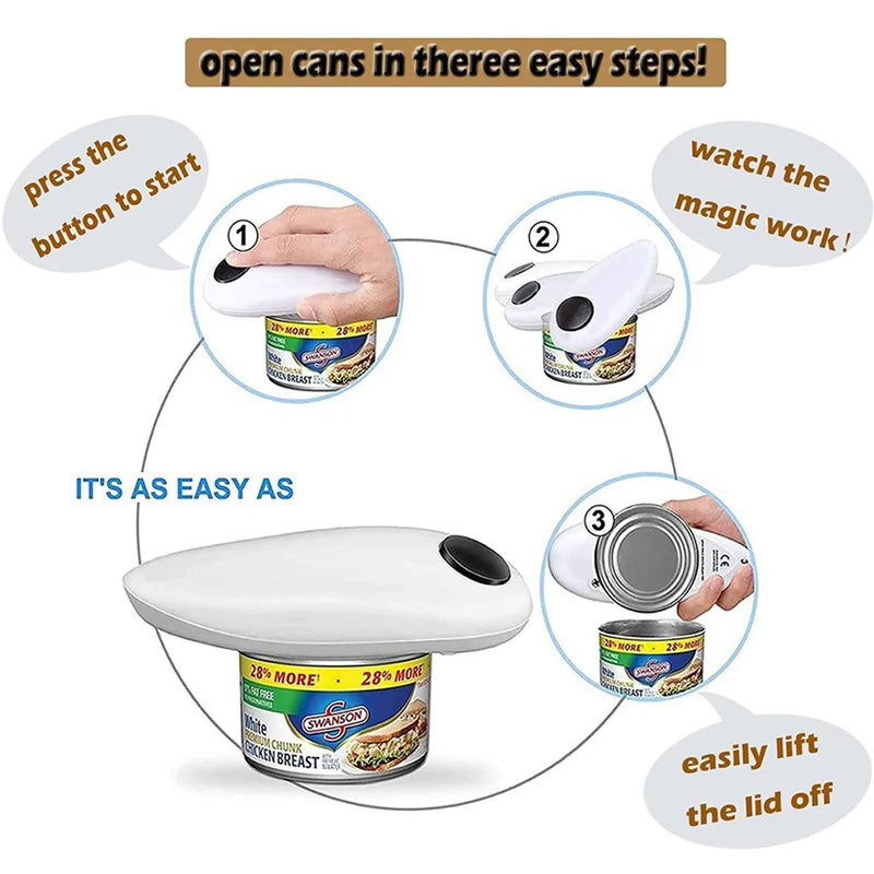 Electric Can Opener with Automatic Smooth-Edge Design