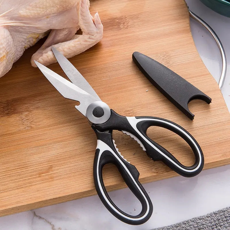 Kitchen Multipurpose: Stainless Steel Scissors with Bottle Opener for Home, Chicken Wings and More