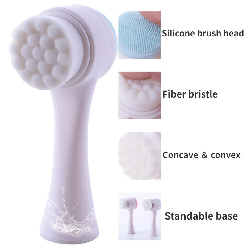 Double Sided Facial Cleansing Brush Pore Cleaner Dead Cells Exfoliating Face Brush