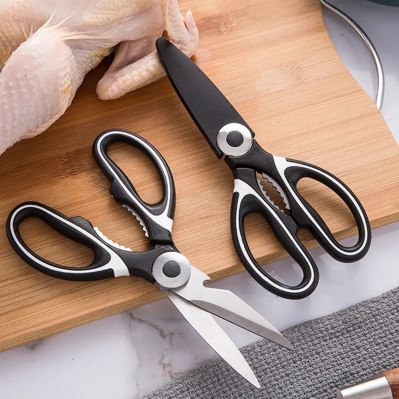 Kitchen Multipurpose: Stainless Steel Scissors with Bottle Opener for Home, Chicken Wings and More