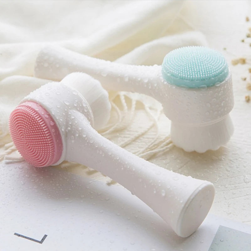 Double Sided Facial Cleansing Brush Pore Cleaner Dead Cells Exfoliating Face Brush